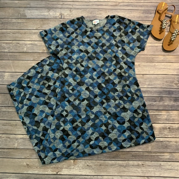 LuLaRoe Dresses & Skirts - LuLaRoe Maria Maxi Dress Fun Blue & Black Geo Pa…
